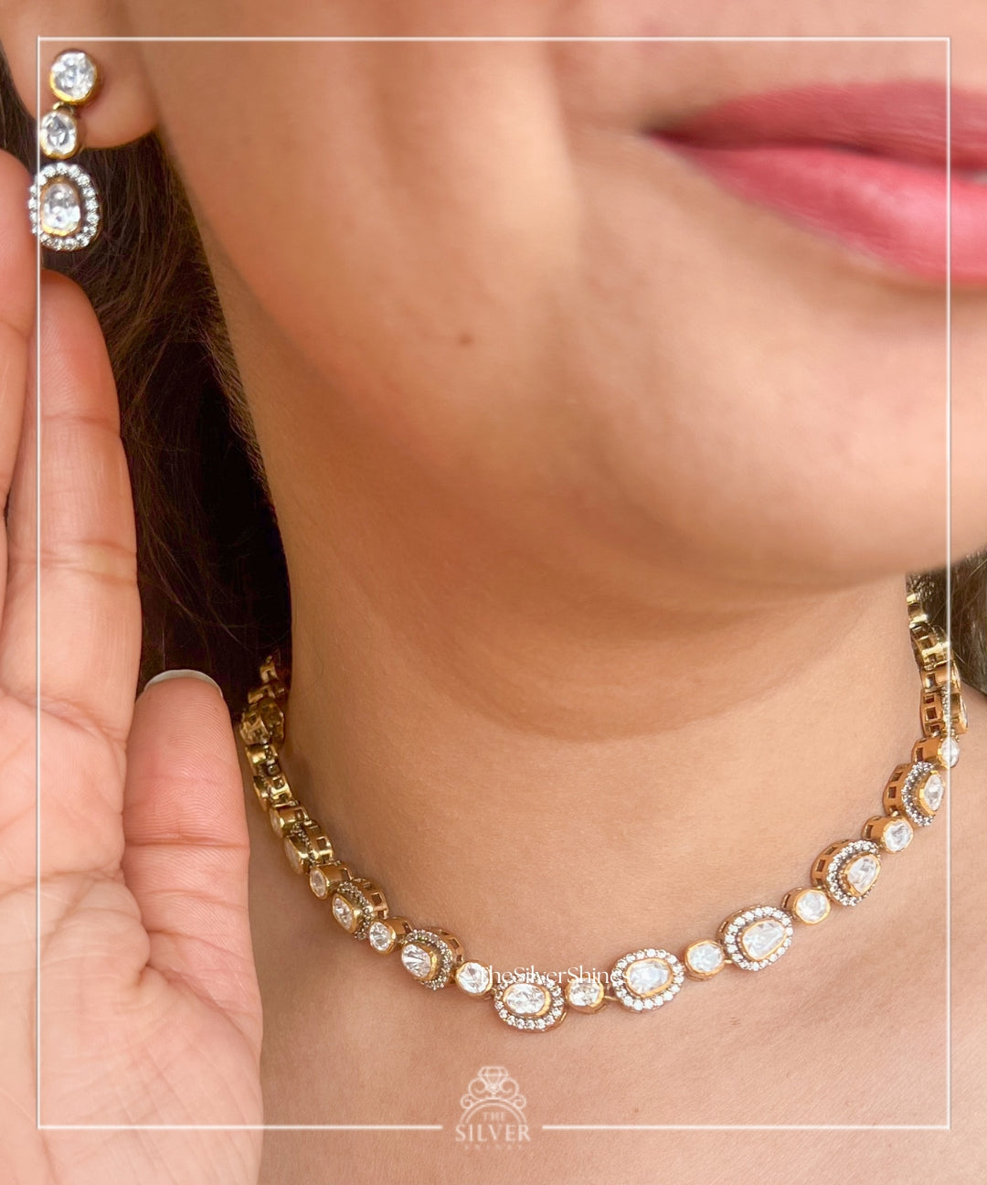 Meera - Moissanite Polki Set with Earrings