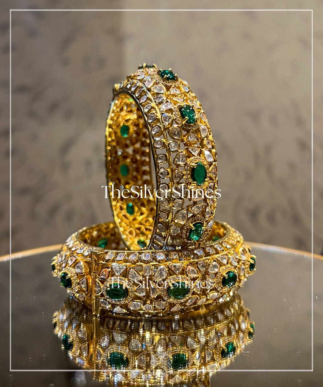 Nayantara - Moissanite Polki Bangles with Semi Precious Stones