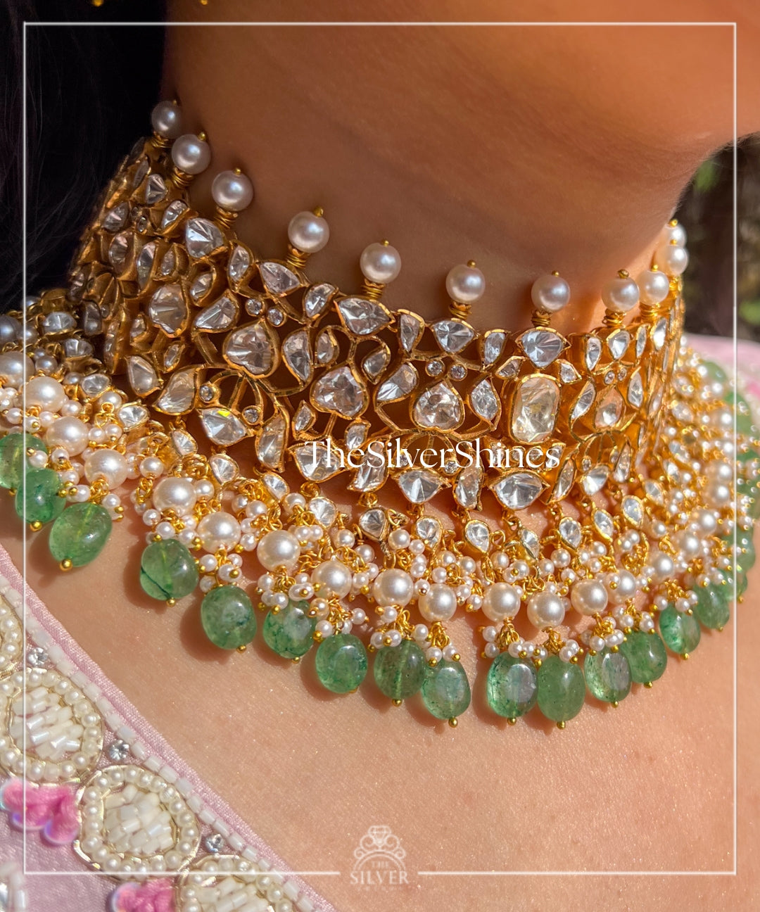 Kashi - Moissanite Polki Necklace with Earrings