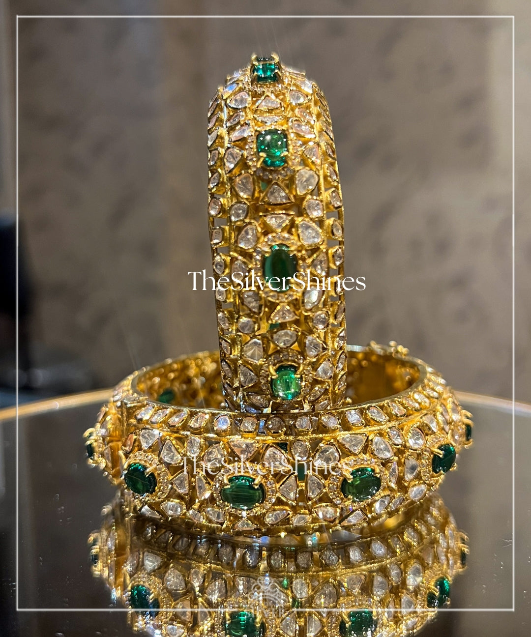 Nayantara - Moissanite Polki Bangles with Semi Precious Stones