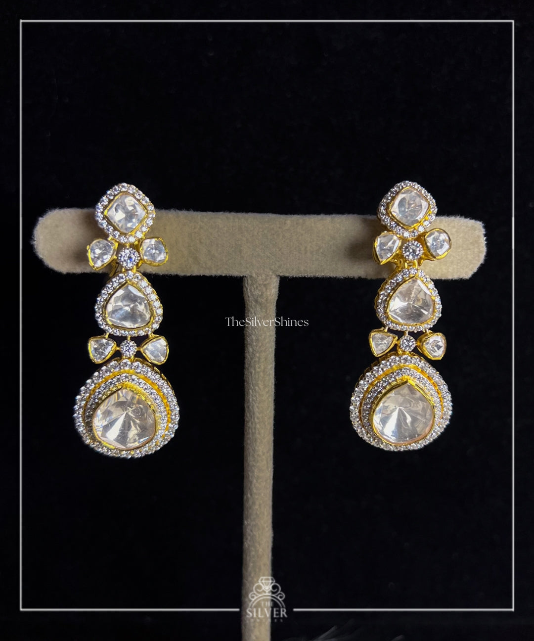 Madhurima - Moissanite Polki and American Diamonds Earrings