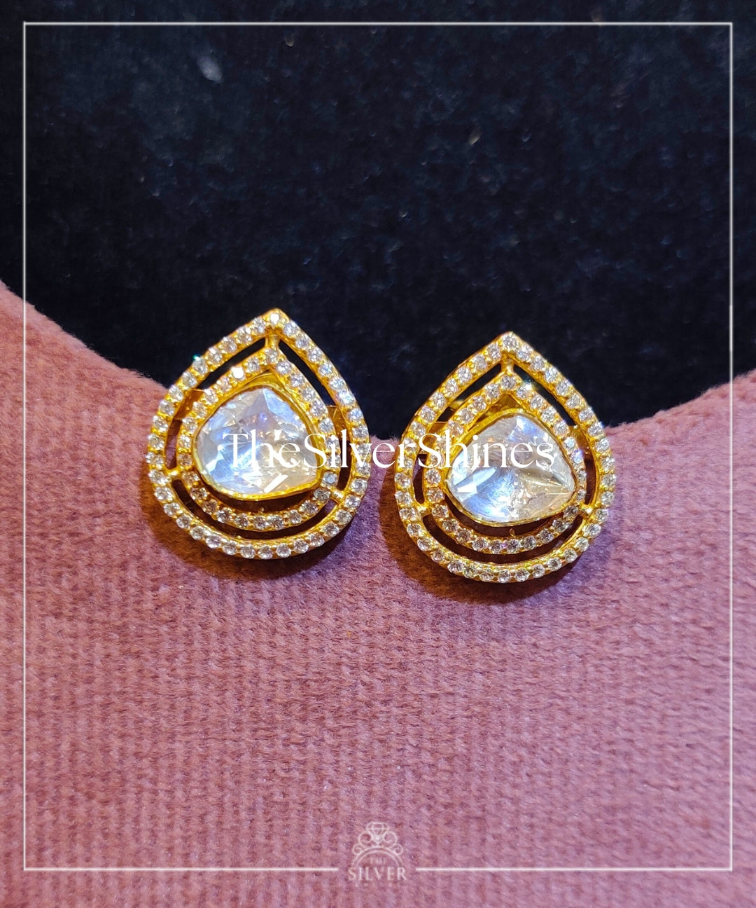 Chhavi - Moissanite Polki Studs