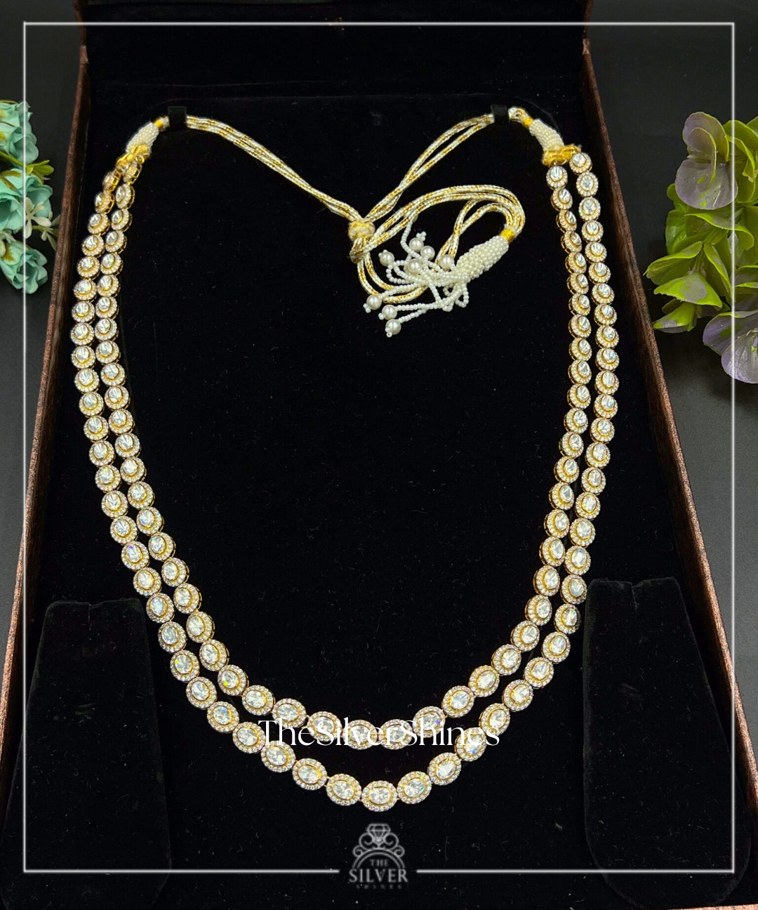 Suryanshi - Moissanite Polki Double Line Long Necklace