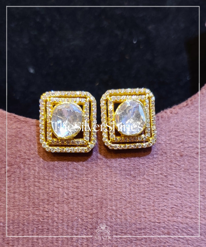 Shreya - Moissanite Polki Studs