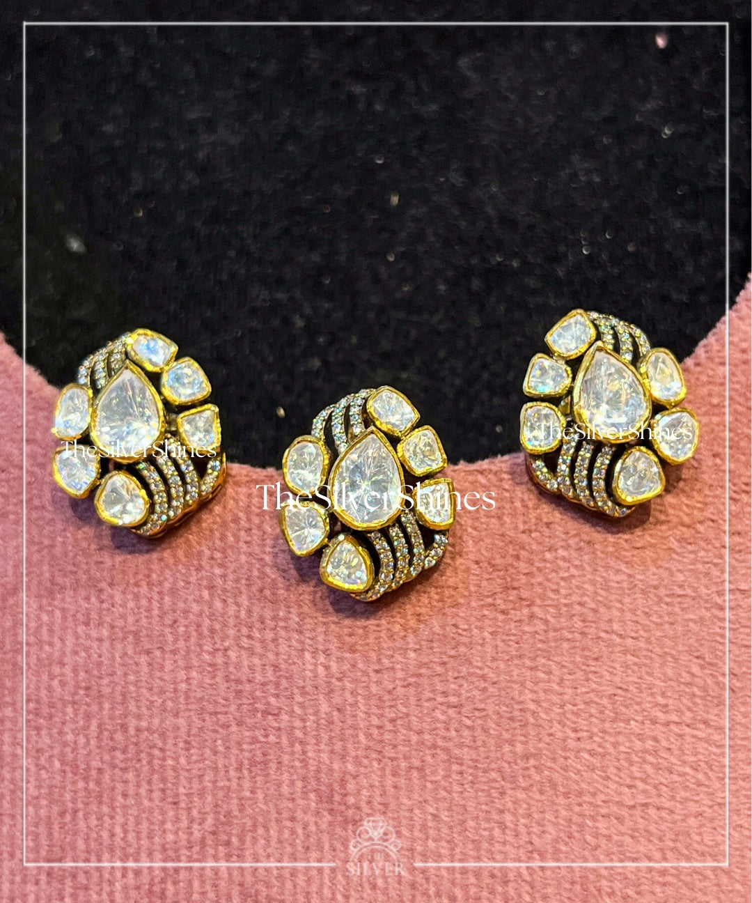 Vishakha - Moissanite Polki Pendant Set with Earrings