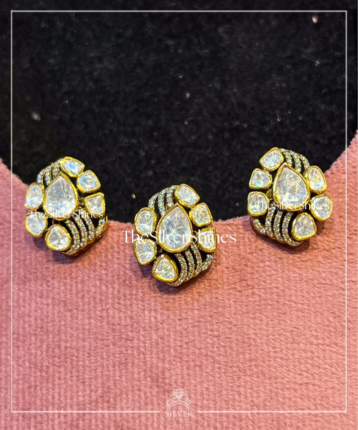 Vishakha - Moissanite Polki Pendant Set with Earrings