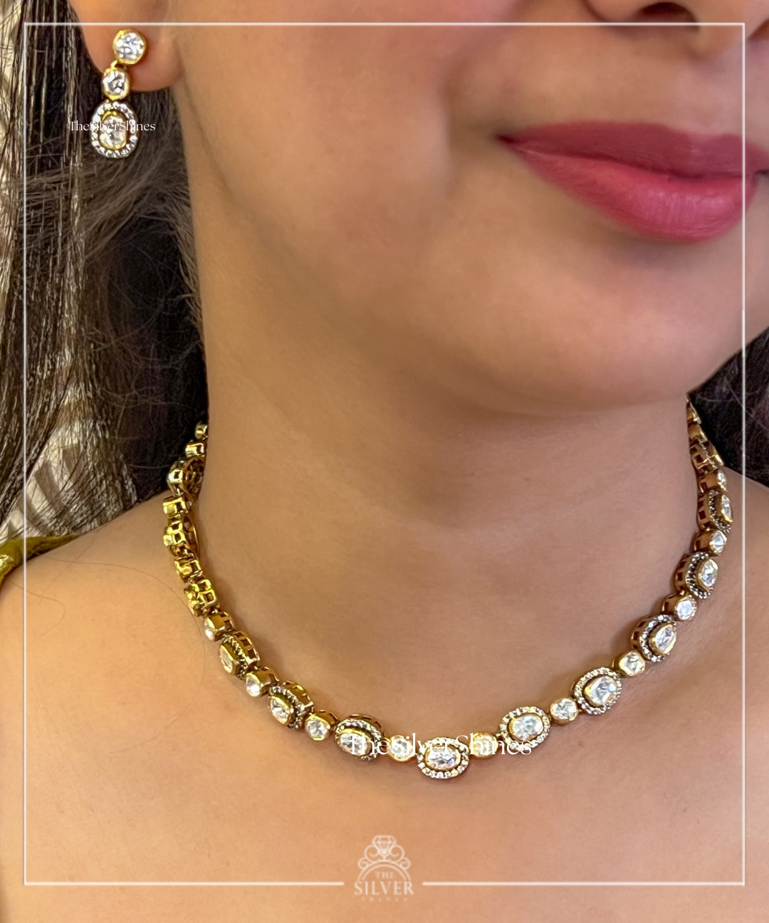 Meera - Moissanite Polki Set with Earrings