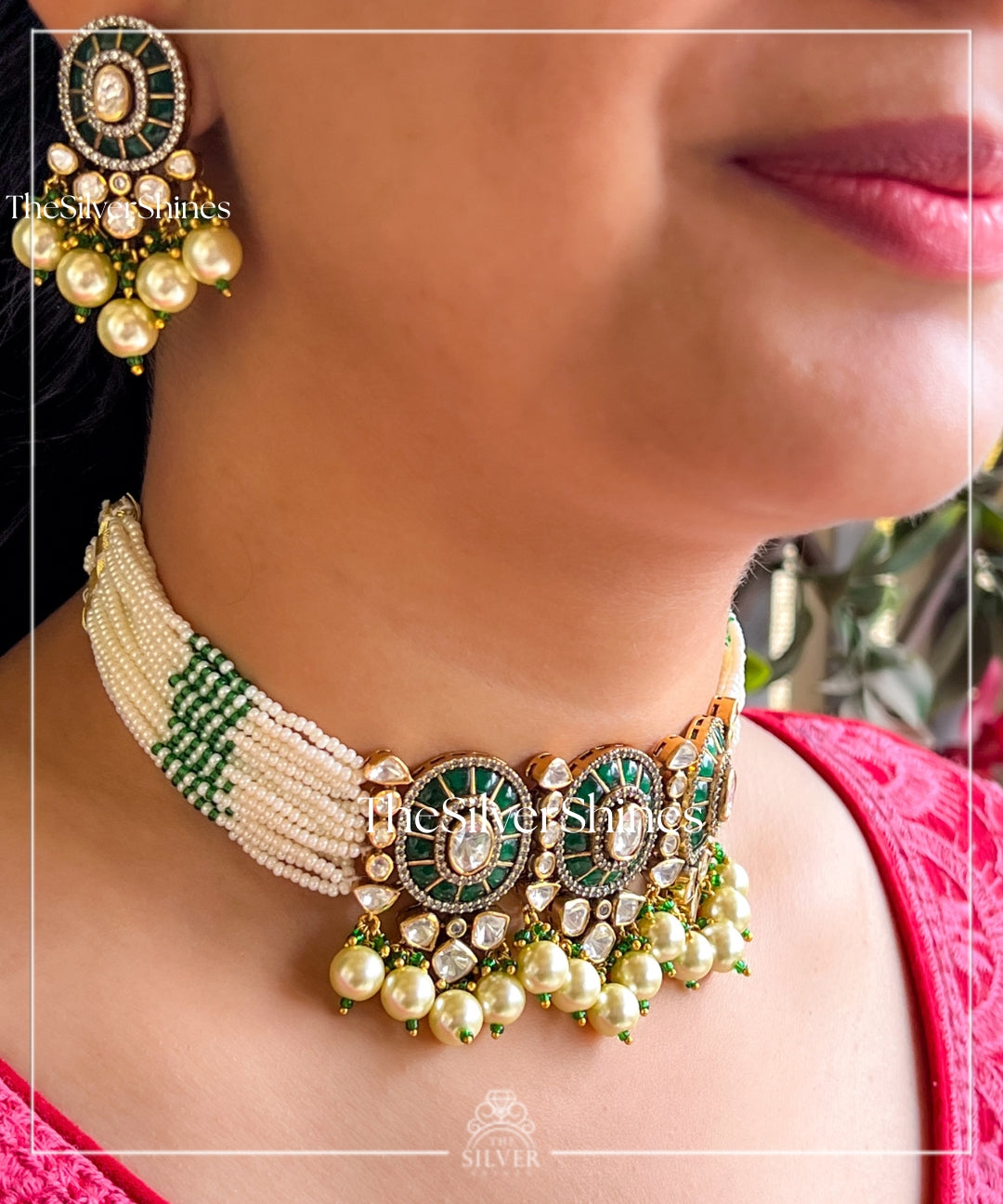 Vasudha - Moissanite Polki Choker with Earrings