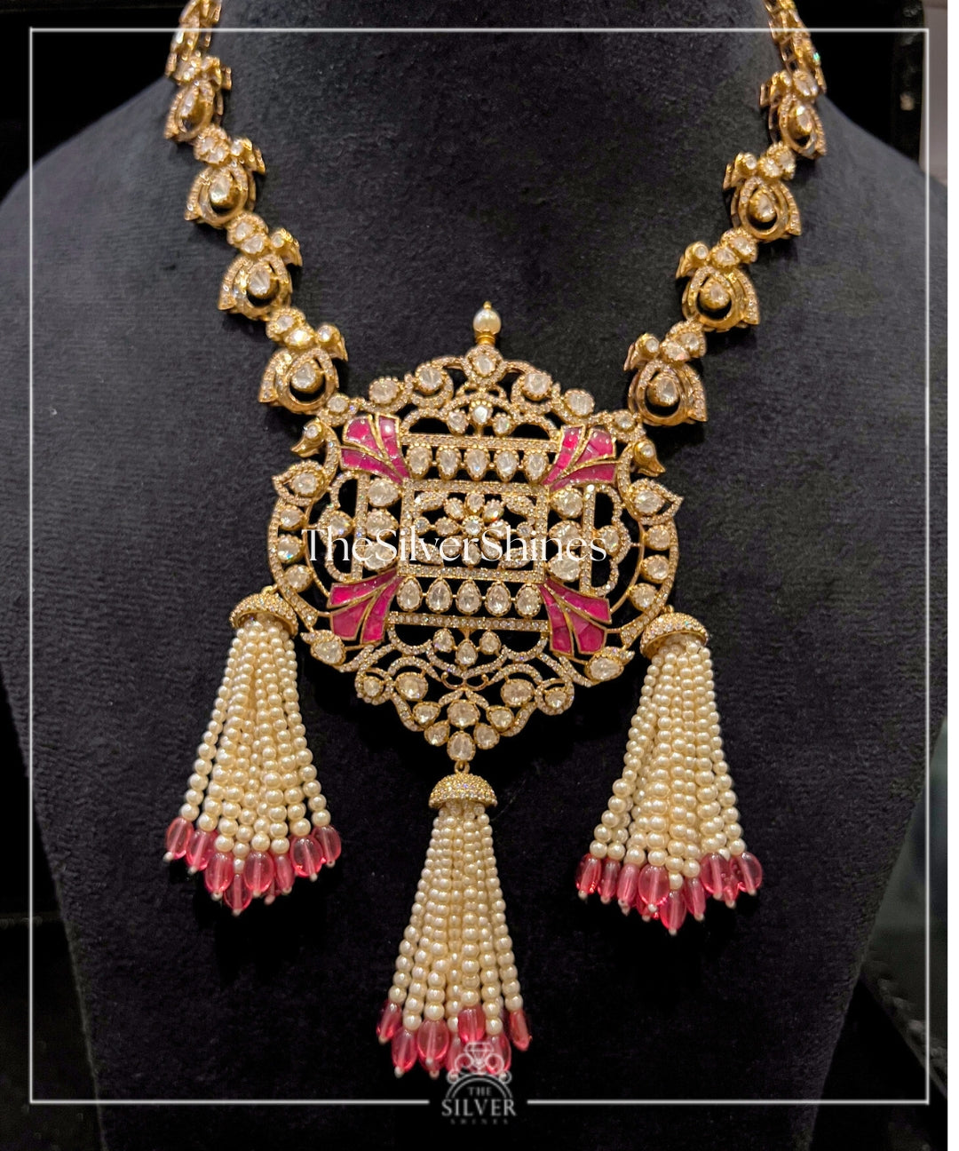 Sanskriti - Moissanite Polki Long Necklace with Earrings