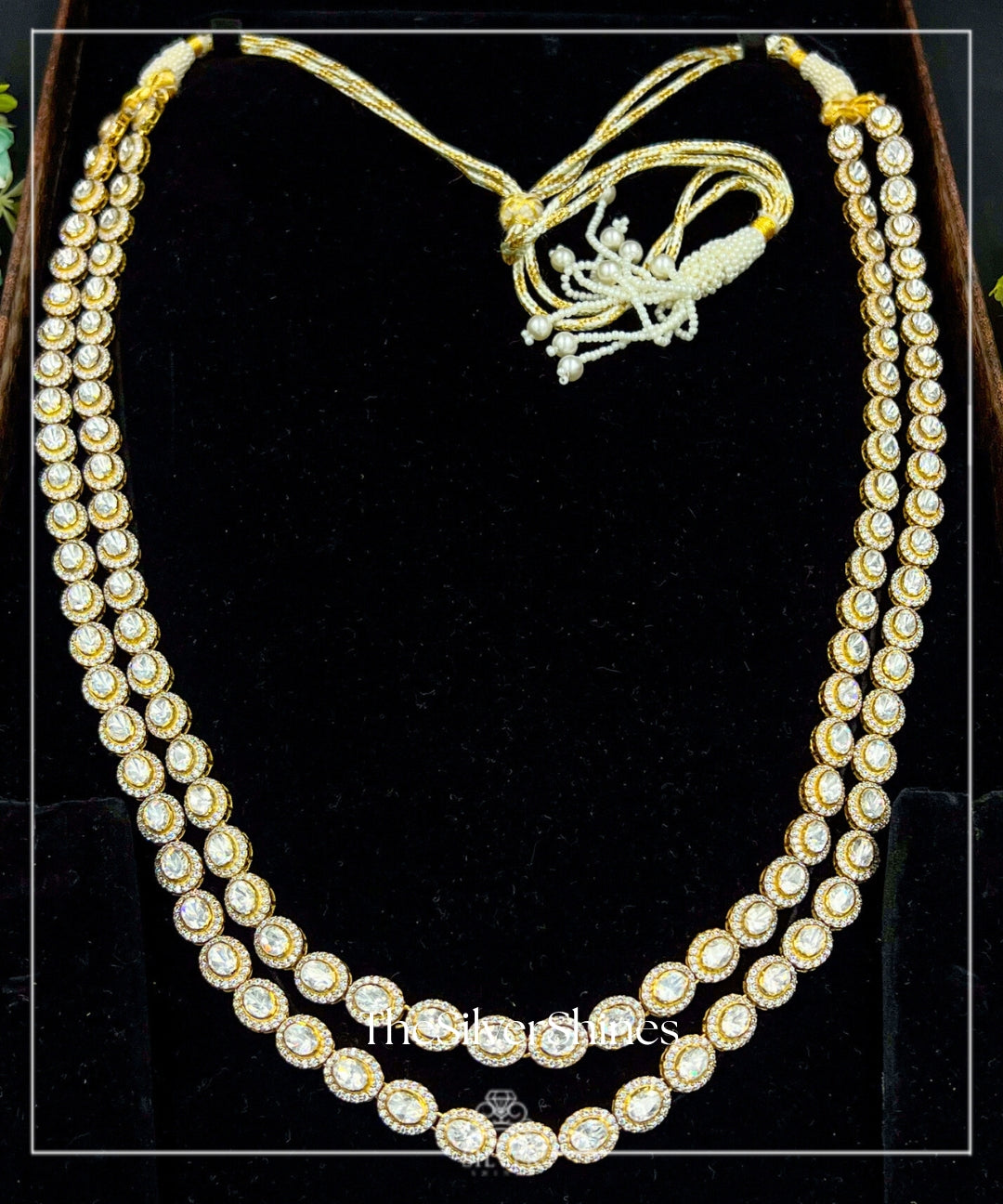 Suryanshi - Moissanite Polki Double Line Long Necklace