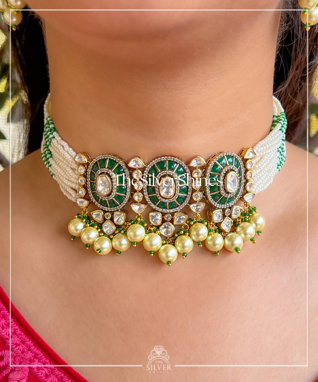 Vasudha - Moissanite Polki Choker with Earrings