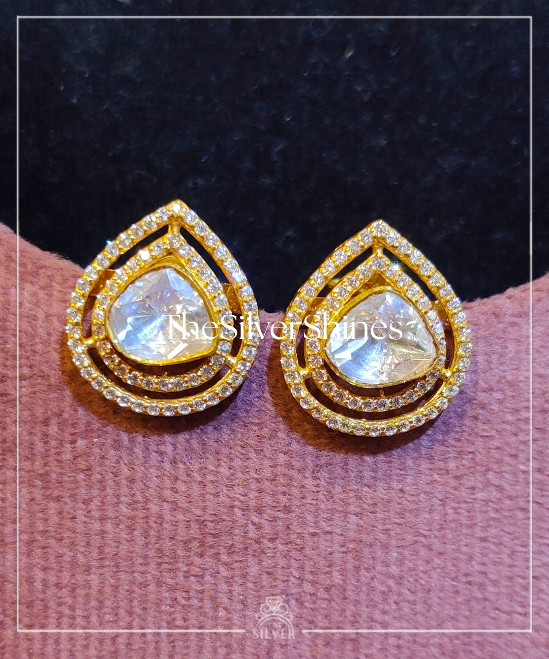 Chhavi - Moissanite Polki Studs