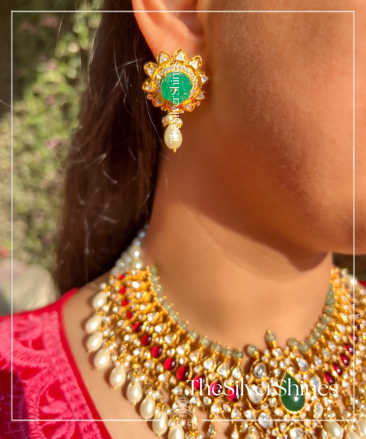 Shakti - Moissanite Polki Necklace with Earrings