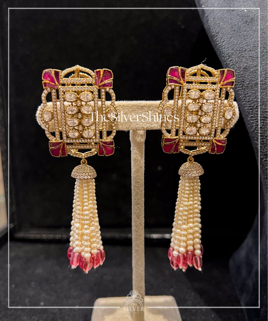 Sanskriti - Moissanite Polki Long Necklace with Earrings