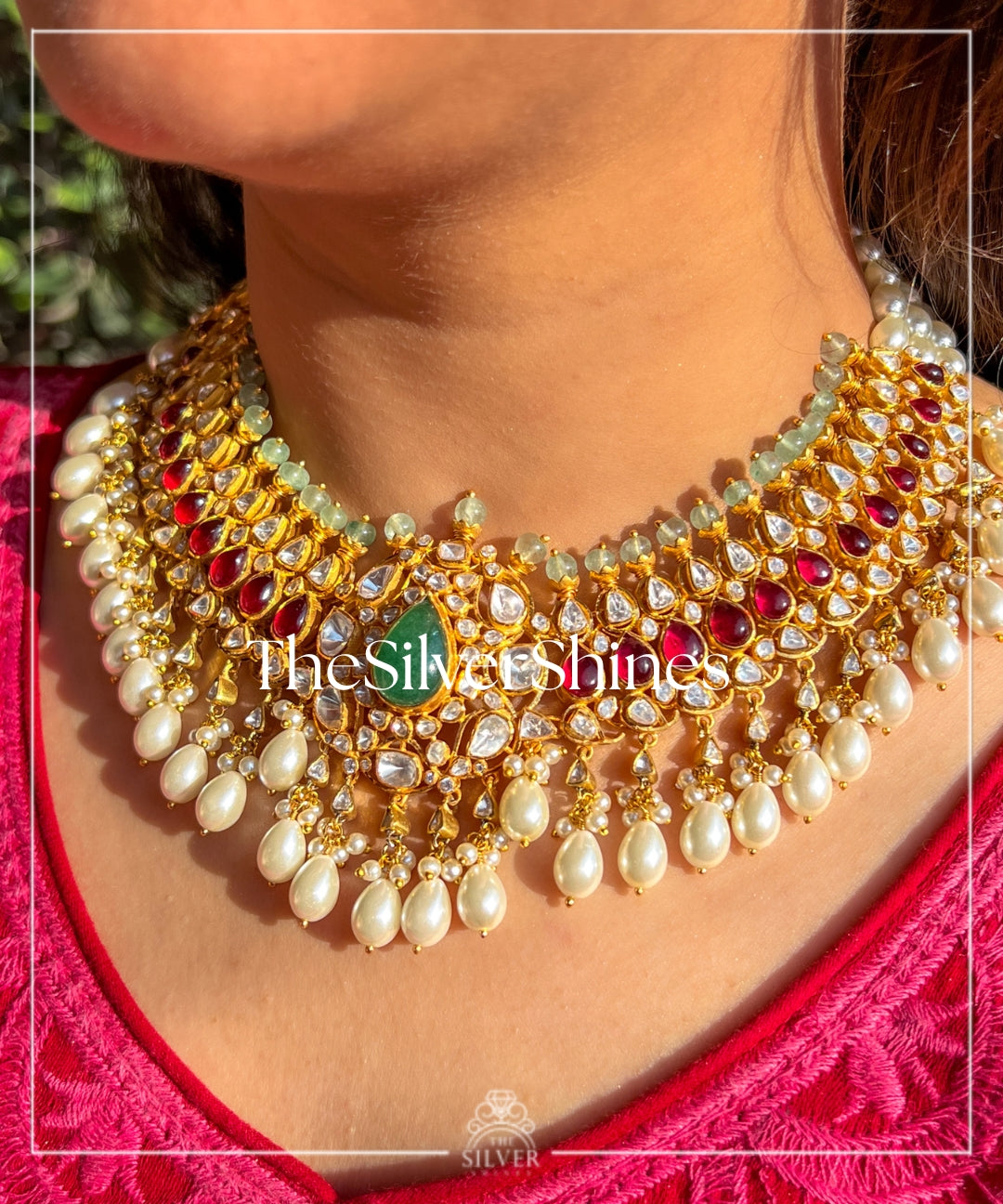 Shakti - Moissanite Polki Necklace with Earrings