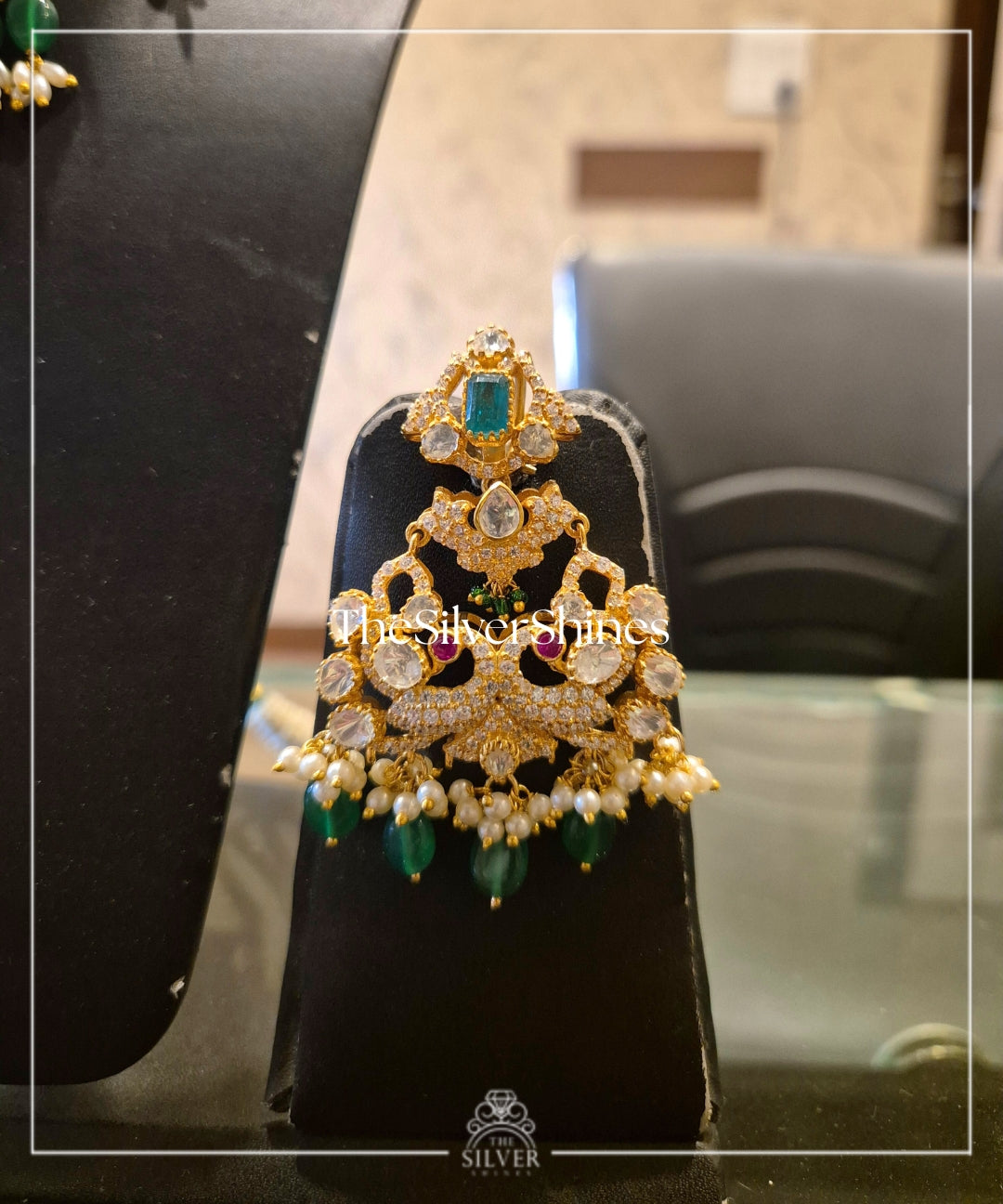 Radhya - Moissanite Polki Heavy Necklace with Earrings