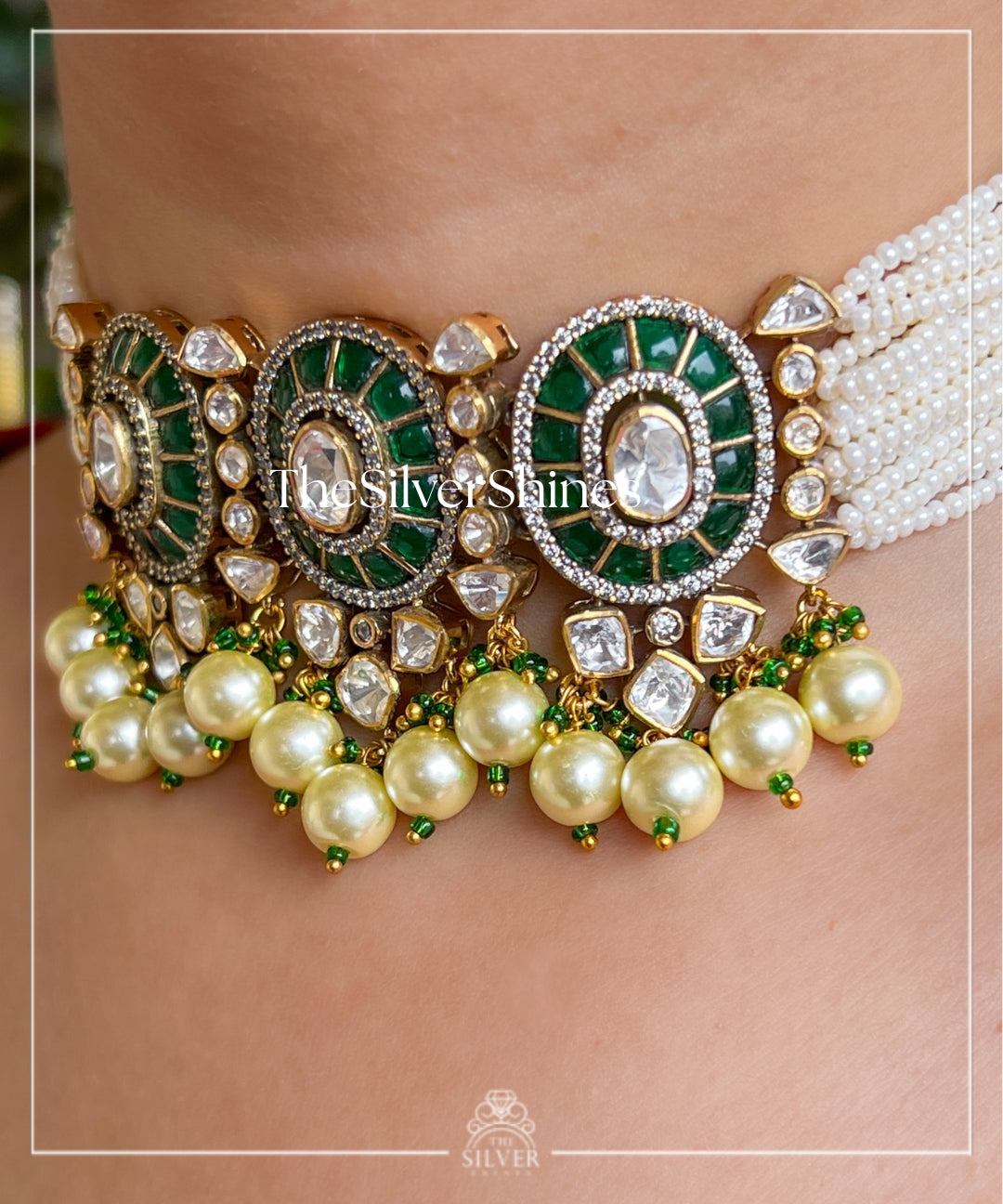 Vasudha - Moissanite Polki Choker with Earrings