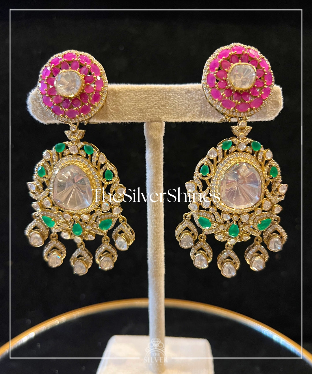 Aaradhya - Moissanite Polki Heavy Necklace with Earrings